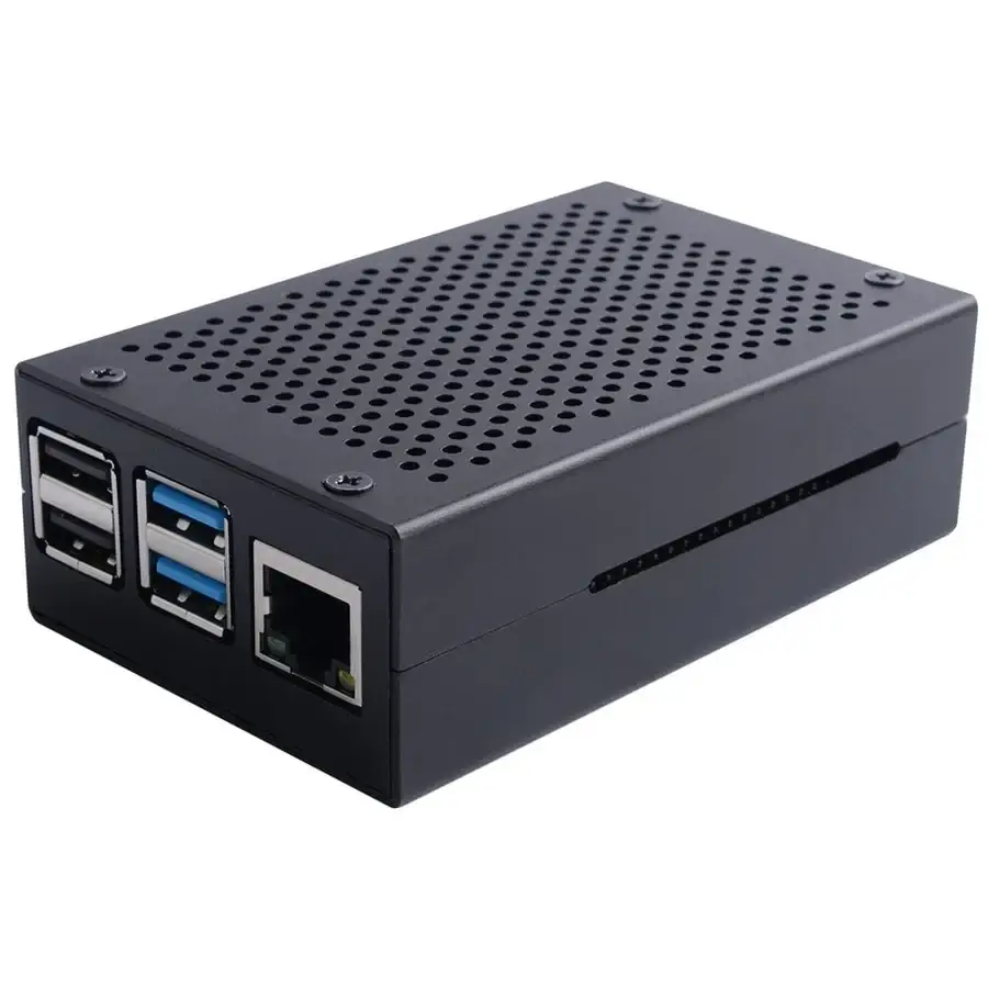 Корпус для Raspberry Pi 4 алюмінієвий з перфорацією чорний — зображення 2