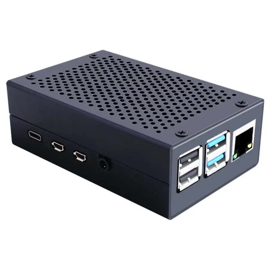 Корпус для Raspberry Pi 4 алюмінієвий з перфорацією чорний