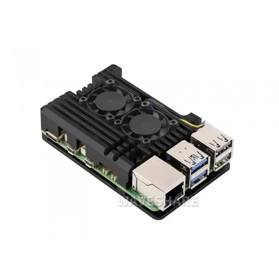 Корпус для Raspberry Pi 5 алюмінієвий з 2-ма вентиляторами (RA787)