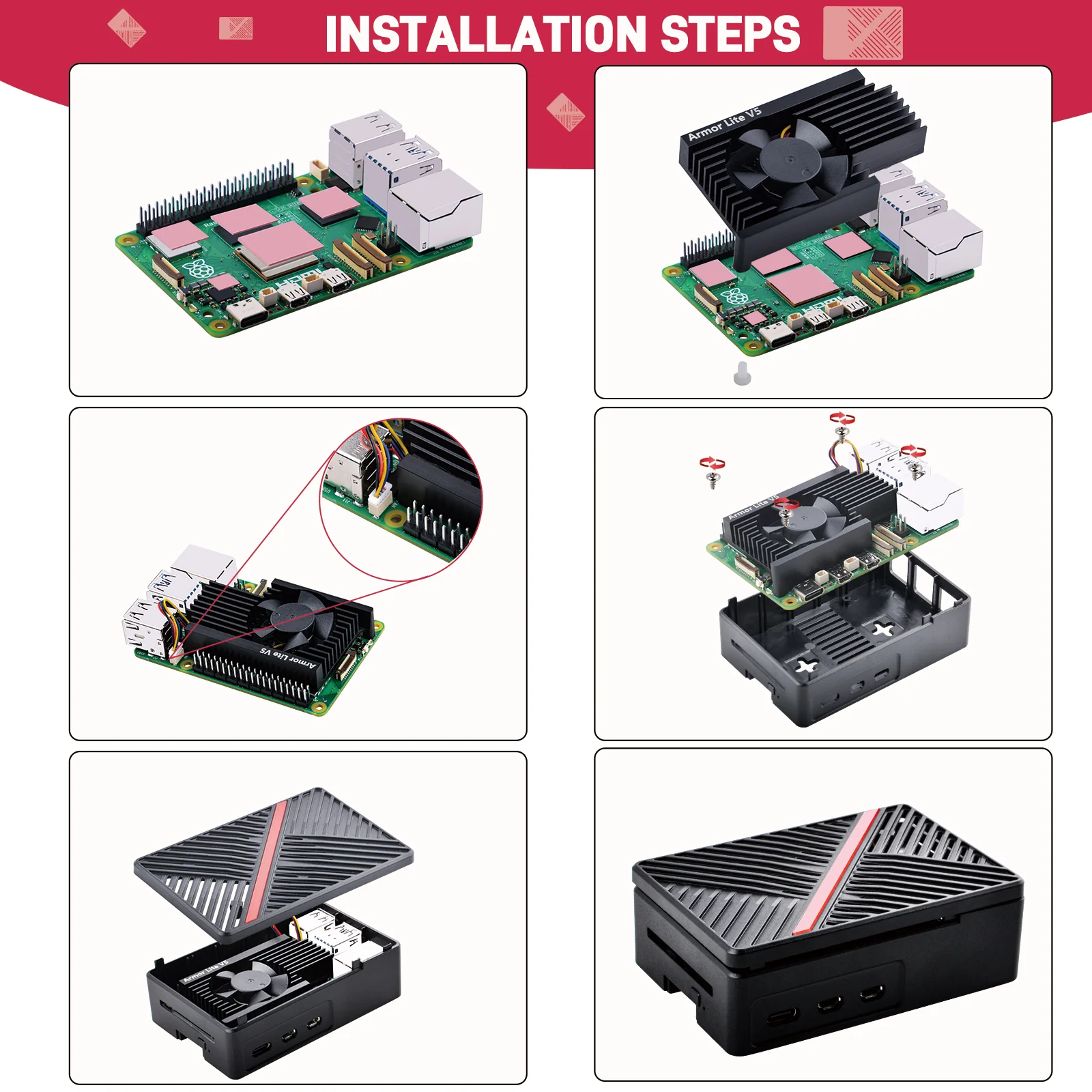 Корпус з радіатором і вентилятором для Raspberry Pi 5 — зображення 5