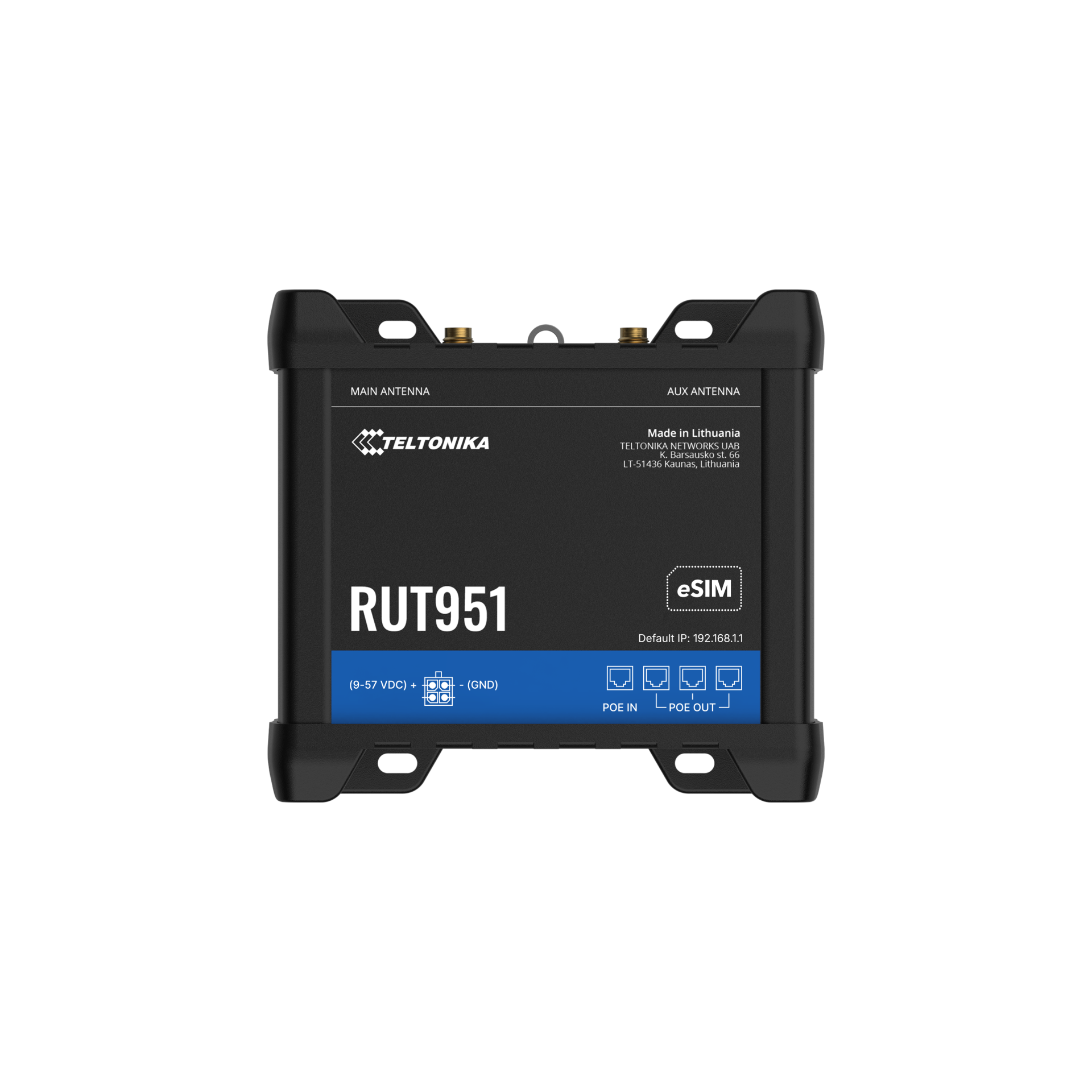 Маршрутизатор Teltonika LTE/Wi-Fi/DualSIM/POE+ без БЖ (RUT951 PoE+) — зображення 1