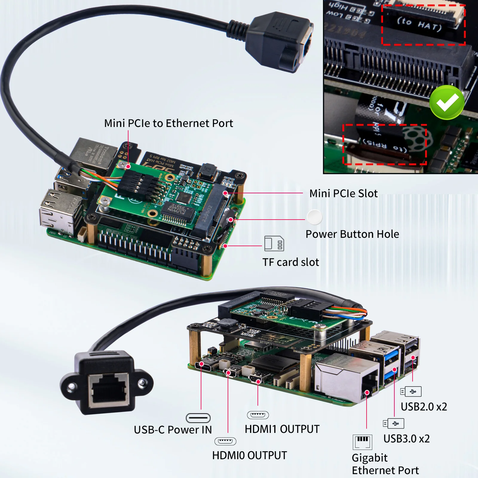 Плата розширення для Raspberry Pi 5  Mini PCIe HAT (EP-0217) — зображення 7