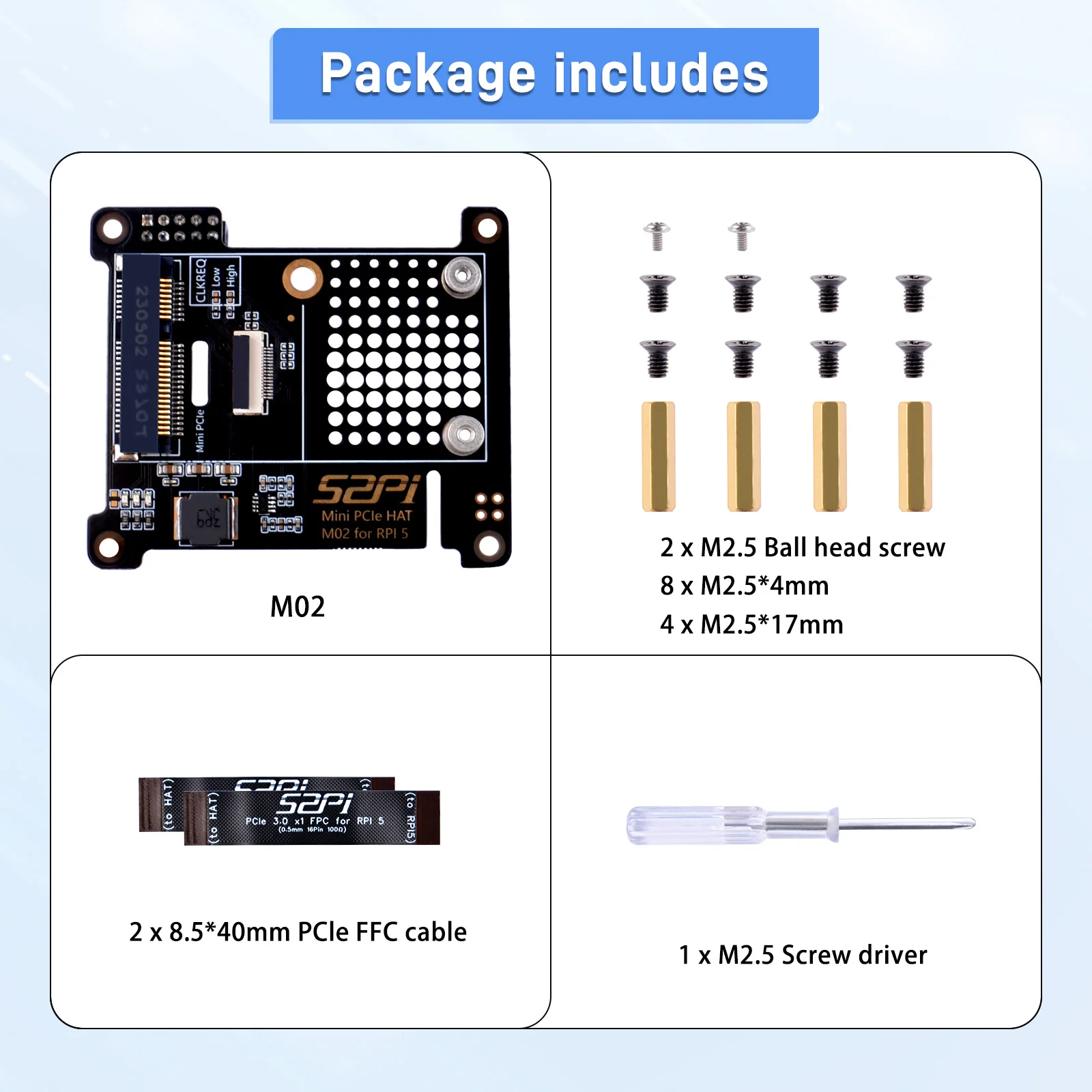 Плата розширення для Raspberry Pi 5  Mini PCIe HAT (EP-0217) — зображення 8